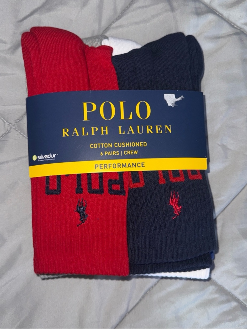 Polo by Ralph Lauren Crew Socks 6-Pack in Red, Navy & White